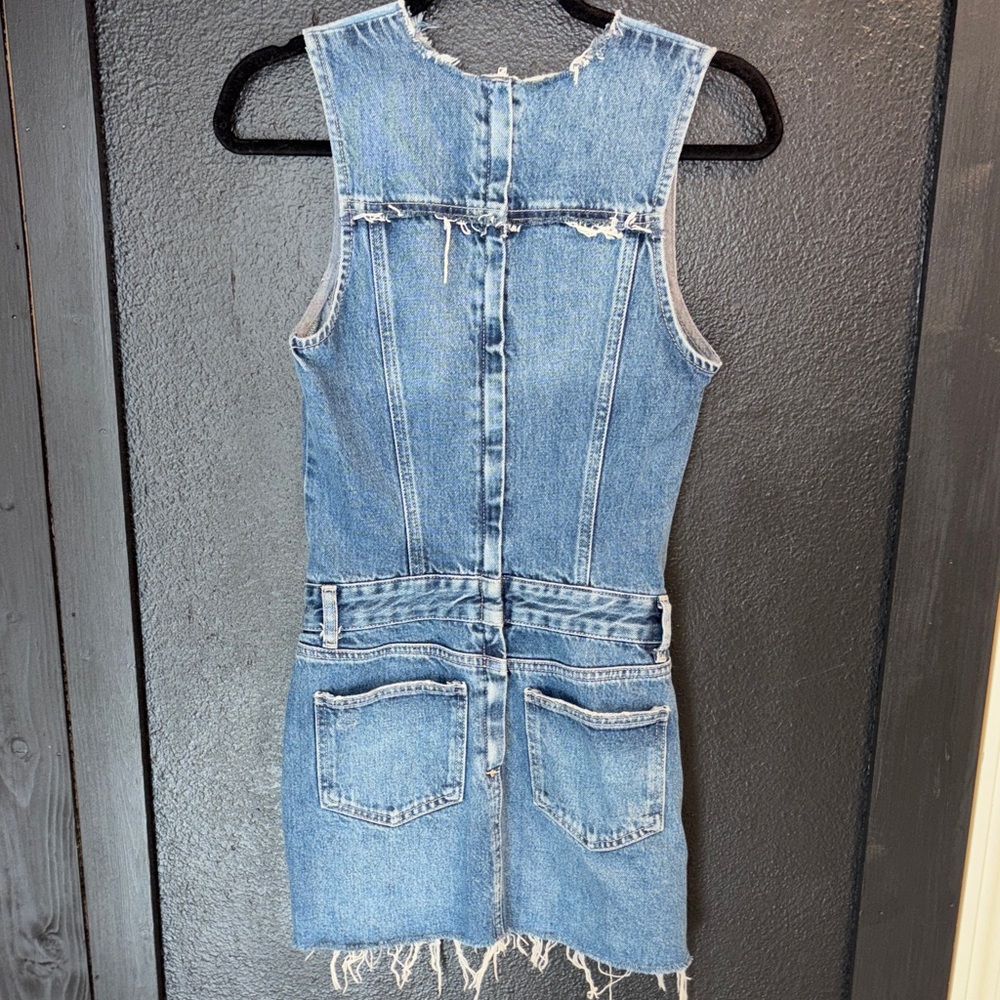 Zara Light Blue Denim Mini Dress XS Excellent - Picture 3 of 7